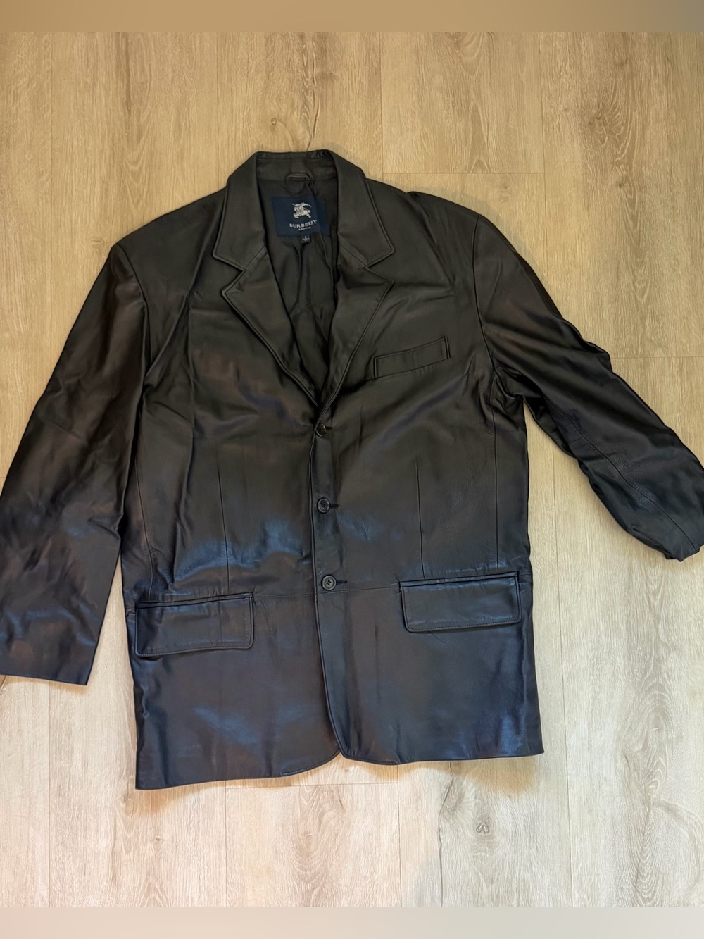 Burberry womens Black Leather jacket coat